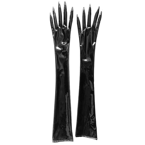 RYUJNDK Elegant High Gloss Tight Gloves Enamelled Leather Long Gloves for Fashionable Women for Evening Event and Themed Parties
