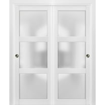 Sliding Closet Frosted Glass 3 Lites Bypass Doors 48 x 80 inches