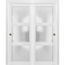 Sliding Closet Frosted Glass 3 Lites Bypass Doors 56 X 80 Inches