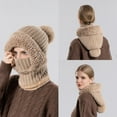 thumbnail image 4 of Women's Knitted Hat in Autumn and Winter, 3 in 1 Cold Resistant Hat, Wind-Resistant Scarf Hat Face Mask Hooded Scarf, 4 of 6