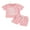 Pink, variant on Hirigin Toddler Baby Girl Summer Clothes Miss Steal Your Snacks Short Sleeve Letter Print Shirt Tops Solid Color Shorts 2Pcs Cute Outfits Sets