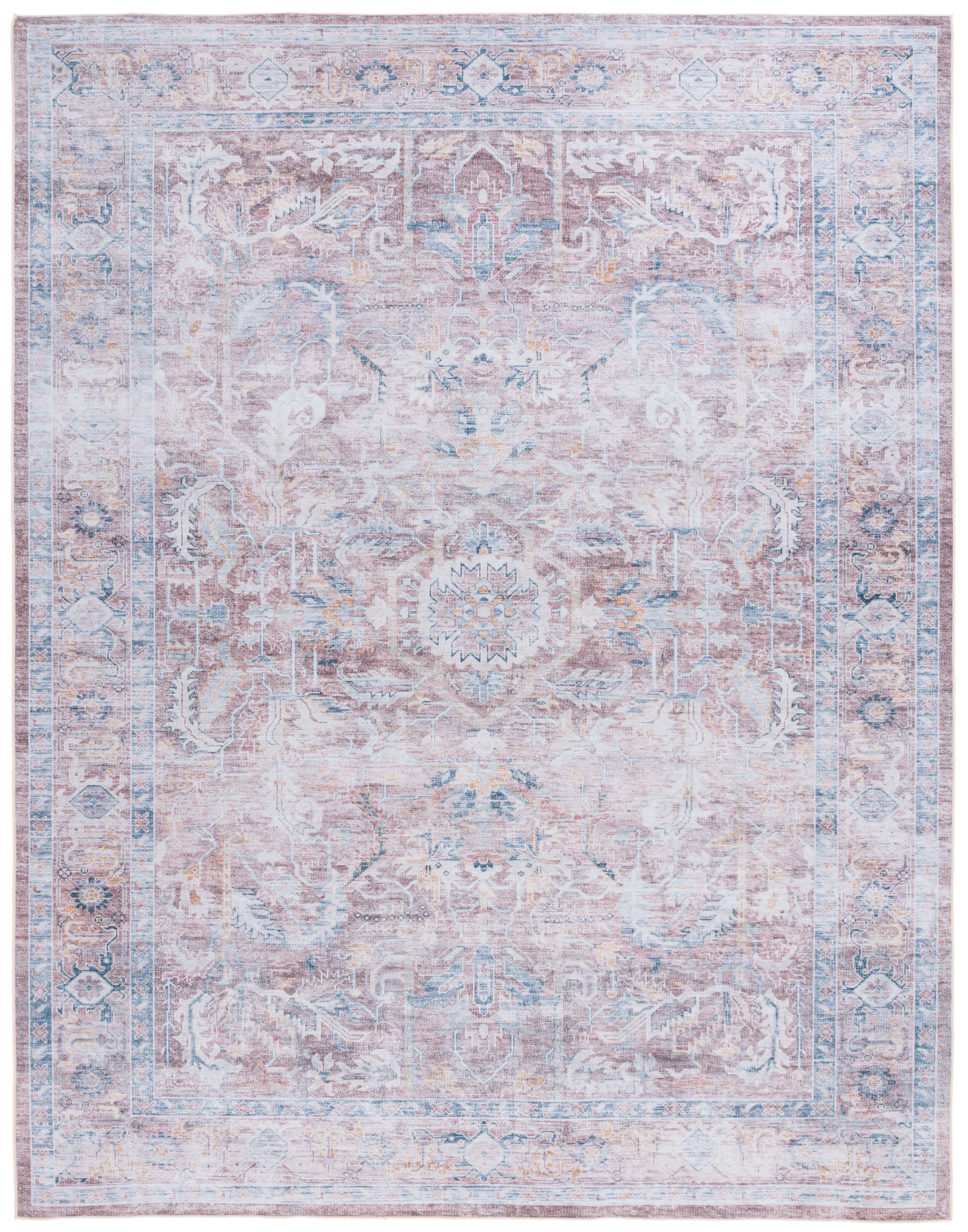 SAFAVIEH Tucson Hollie Traditional Machine Washable Area Rug, 9' x 12', Rust/Beige