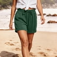 thumbnail image 6 of Women's Casual Loose Shorts with Pockets Drawstring Elastic Waist Summer Beach Vacations Daily Wear Comfortable Soft Shorts for Women | UKHCCC,Army Green L, 6 of 9