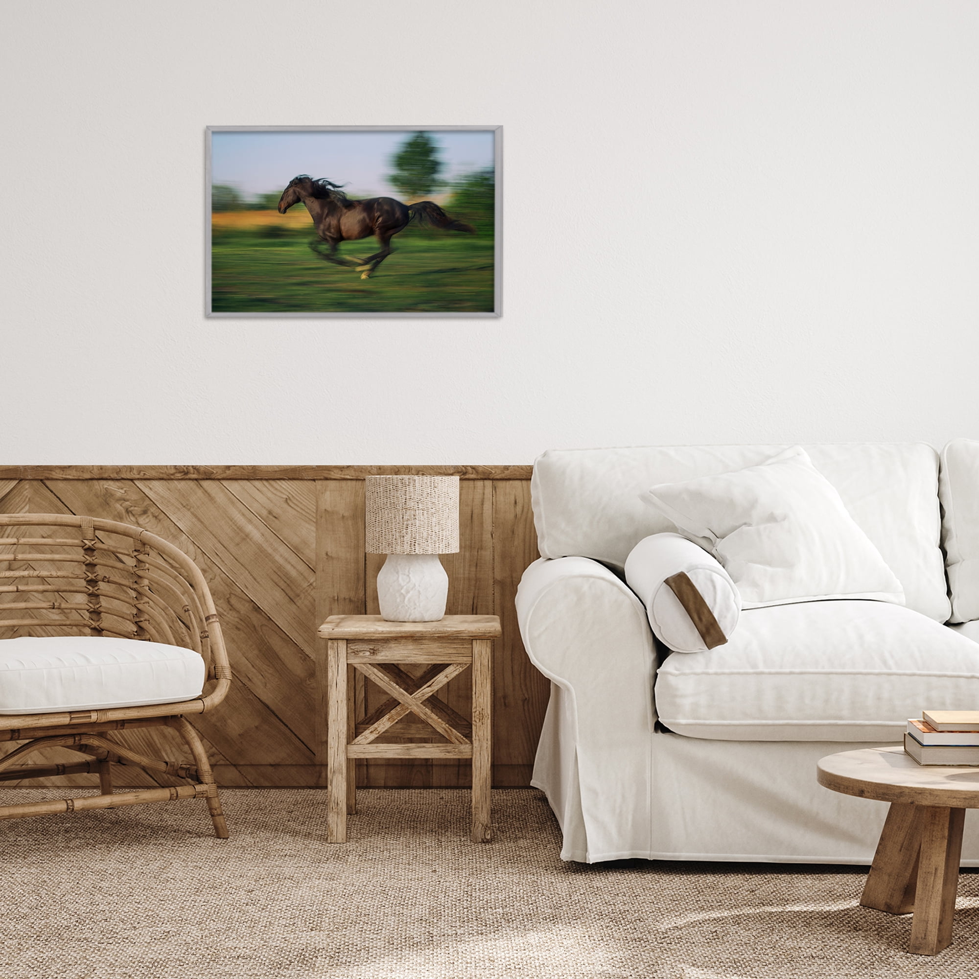 Stupell Industries Dashing Camargue Racehorse Gray Framed Giclee Art, design by Scott Stulberg