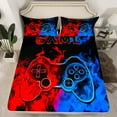thumbnail image 2 of Erosebridal Teen Video Game Bed Sheets King,Blue Red King Sheet Sets,Gamepads Gamer Sheet Set King,Super Cozy Abstract Bedroom Decoration,4pcs, 2 of 7