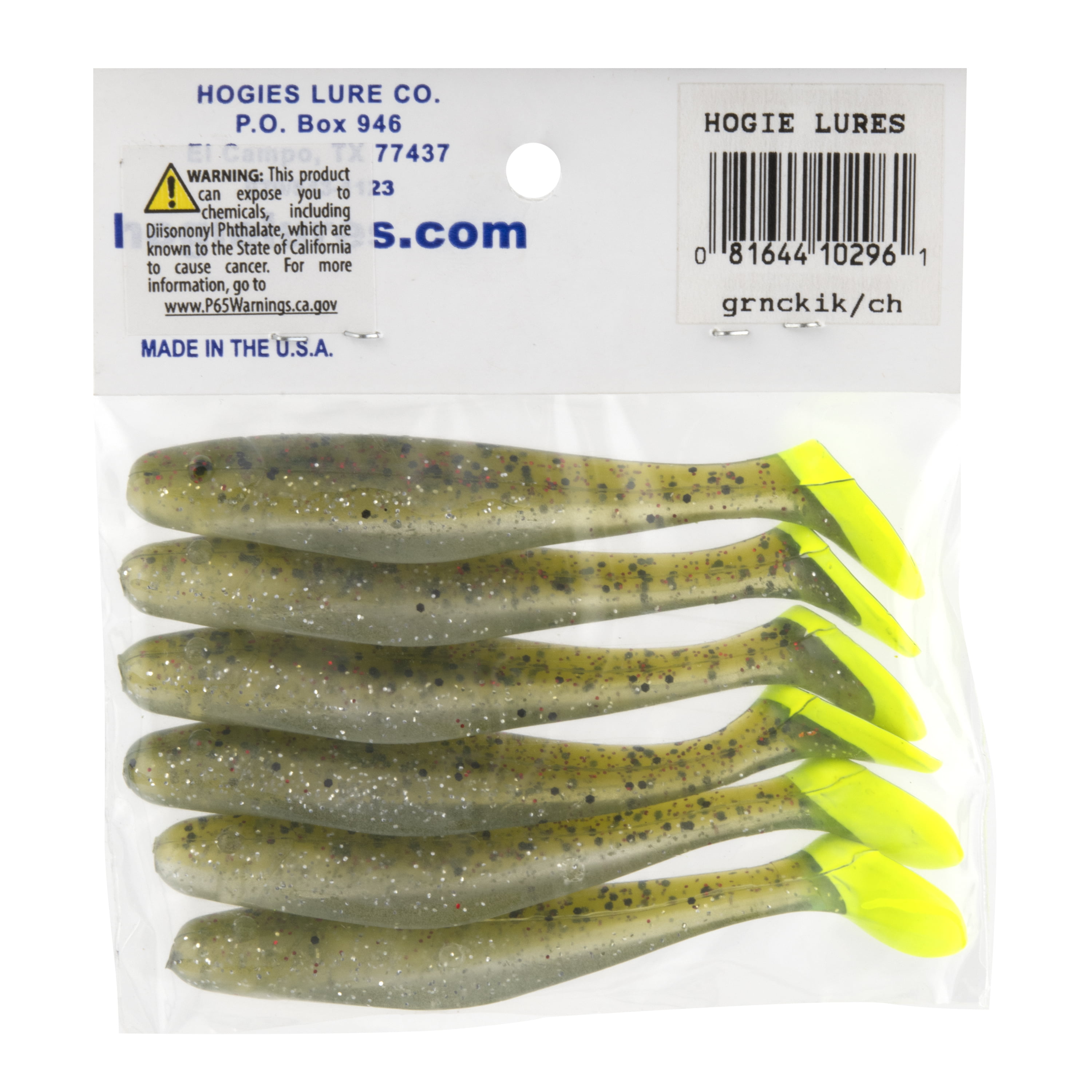 Hogie Lures 4 Major Soft Bait, Green Chicken, 6 Count