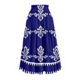 thumbnail image 4 of Unir Women Symmetrical Ethnic Floral Print Multi-Tiered Flow Four Way Stretch Midi Skirt Drawstring Ruffle Waist Casual Side Pocket Long Bottom 1PC S-XXL Plus Size Friendly, 4 of 5
