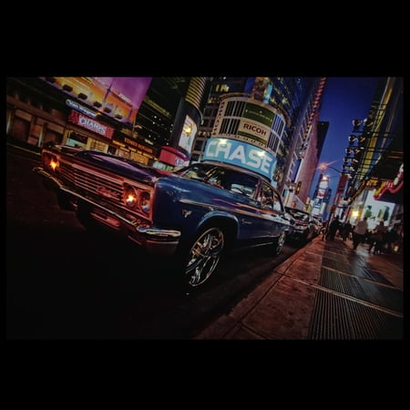 Led Lighted Nyc Times Square With Classic Chevrolet Car Canvas Wall Art 15 75 X 23 5 Walmart Com Walmart Com