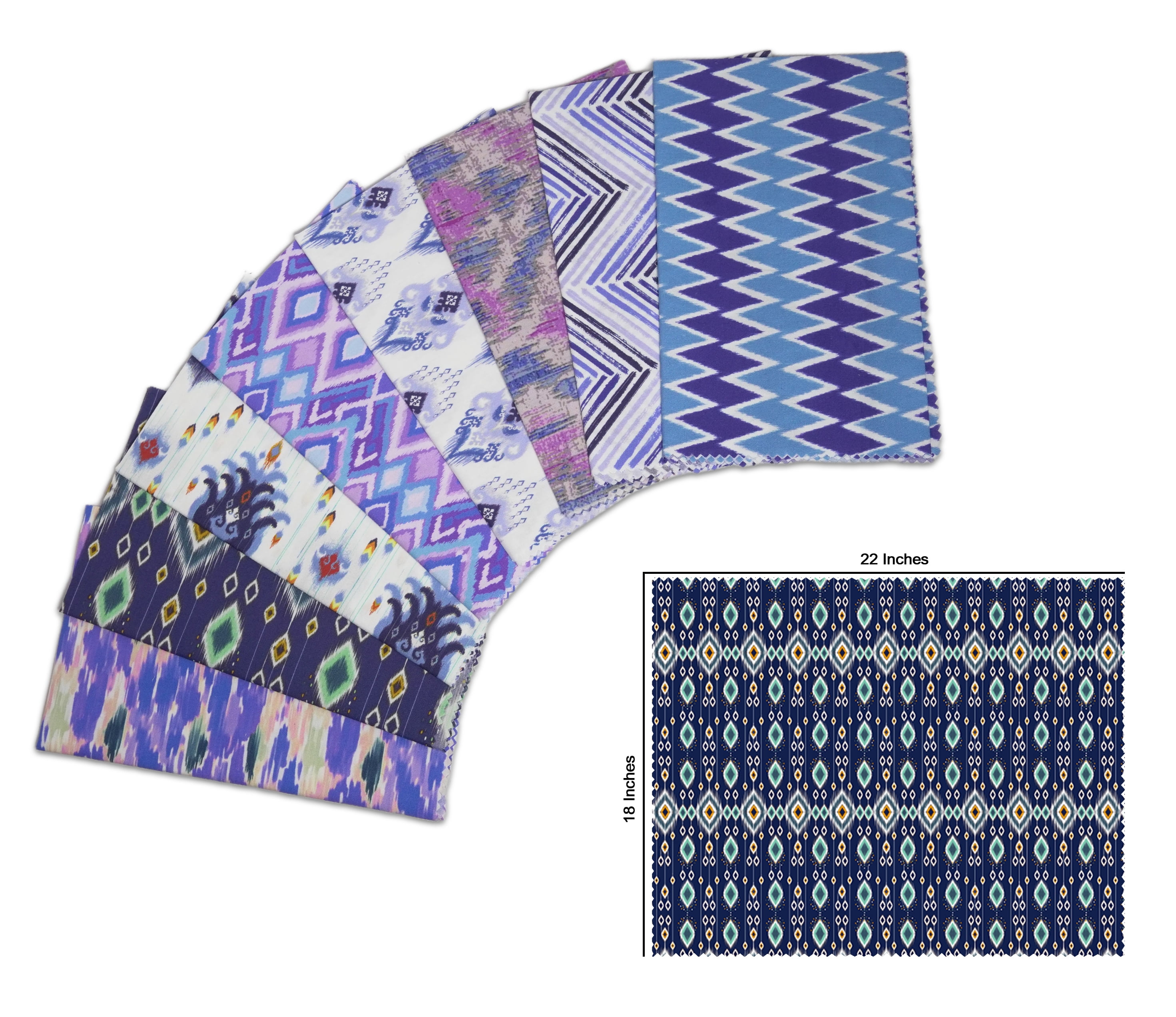 Soimoi 8 Pc Fat Quarter Bundle- Ikats Print 18"x 22" DIY Patchwork- 100% Cotton Pre-Cut Quilting Fabric Multicolor