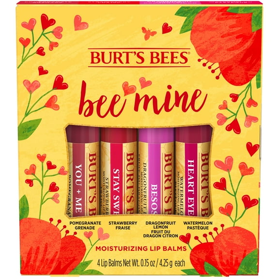 Burt's Bees Bee Mine Lip Balm Gift Set, 4 Personalized Lip Balms
