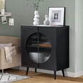 thumbnail image 2 of MIDODO Modern Glass Sideboard Buffet Cabinet, Accent Cabinet Freestanding Kitchen Storage Cabinet Cupboard Console Table with Adjustable Shelves and Pop-up Doors, 2 of 7