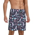 thumbnail image 3 of Rocae Watercolor Marine Animals for Men's Soft Sleep Pajama Shorts, Waistband and Pockets, 3 of 9