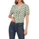 thumbnail image 5 of INSPIRAR CHIC Blusa de Manga Corta con Botones y Volantes de Estampado Floral para Mujeres Talla M Verde, 5 of 6