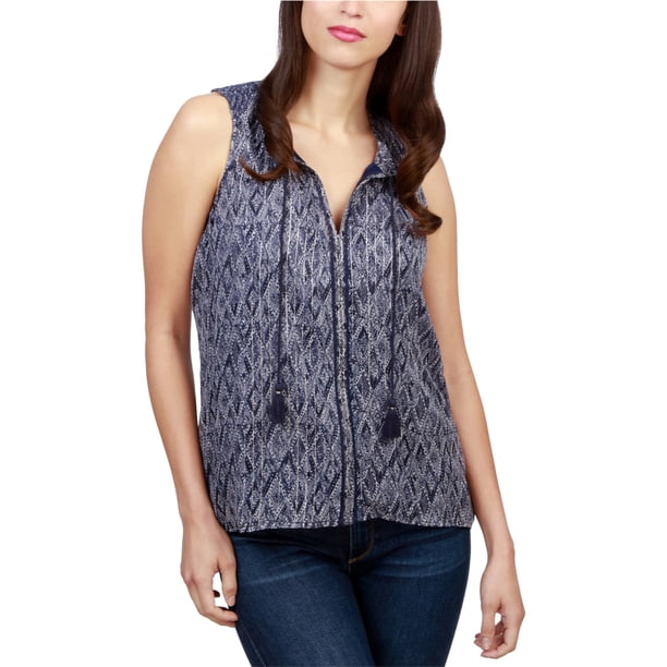 Blusa de punto estampada para mujer Lucky Brand, azul, mediana Lucky Brand Tejer