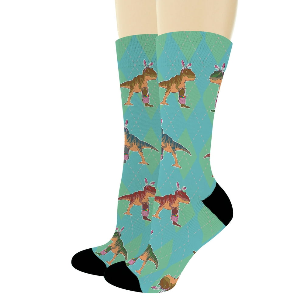 ThisWear TRex Gifts TRex Easter Bunny Socks Funny Dinosaur Socks