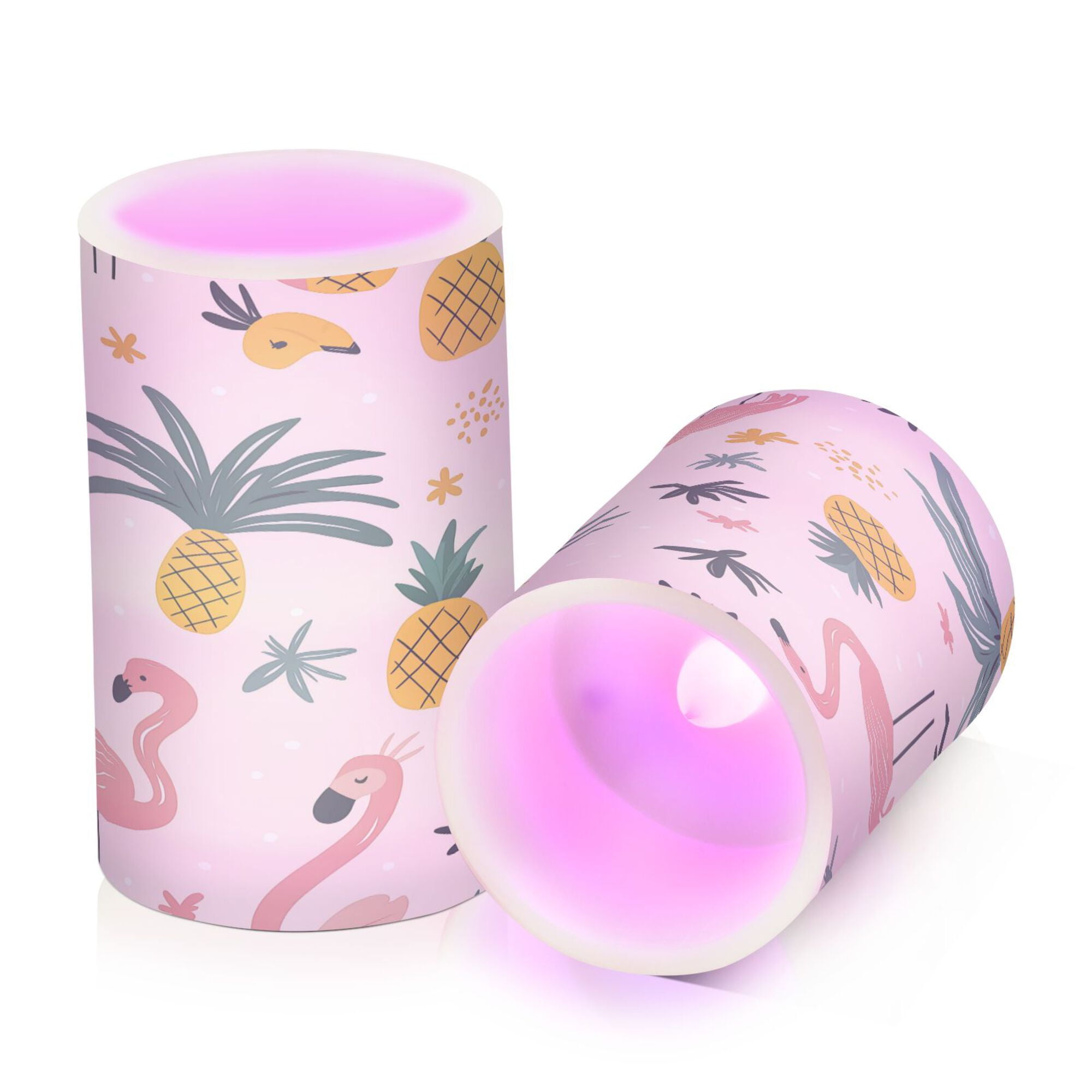 Yayeee Flameless Candles with Remote Flickering Battery Operated Multi Color Changing, Flamingo Pattern