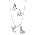 thumbnail image 1 of Delight Jewelry Silvertone Martini Drink with Olive Silver tone Zig Zag Christmas Tree Charm Necklace and Stud Earrings, 1 of 4