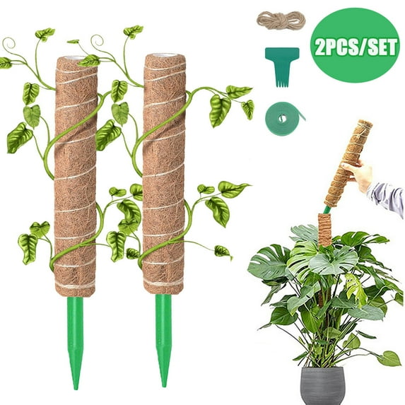 Visland 2PCS Moss Coir Plant Support Stakes, Climbing Plant Support, Coconut Moss Rods for Indoor Plants, Monstera Adansonii, Creeper
