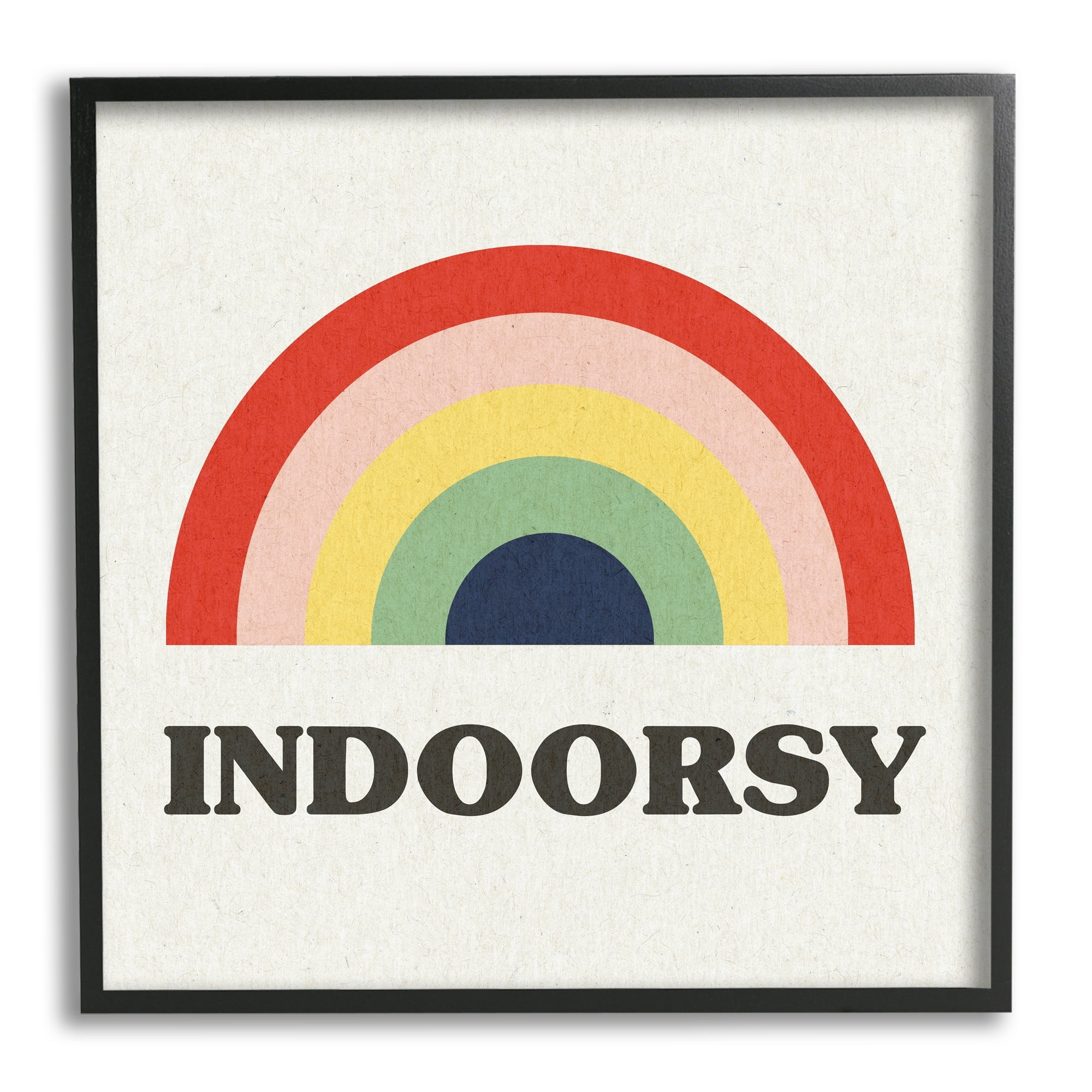 Stupell Industries Indoorsy Text Retro Pop Rainbow over Neutral Art for Kids Painting Gray Framed Art Print Wall Art, 24 x 24