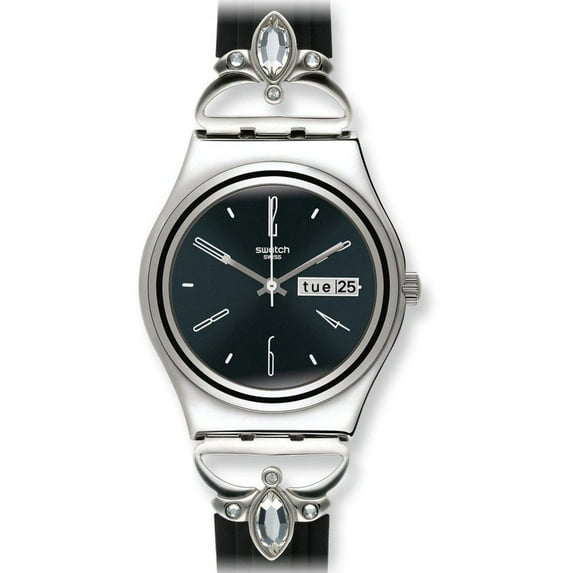 Swatch YLS710G Women's Moroccan Night Black Dial Adjustable Steel & Rubber Strap Watch