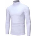 thumbnail image 4 of Men's Turtleneck Top Slim Fit Solid Base Sweater Casual Long Sleeve Underwear Tops Male Cozy Breathable Blouse T-Shirt White S, 4 of 6