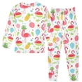 thumbnail image 2 of Dailycode Cotton Pajama Set Snug Fit Long Sleeve Top and Pants for 18M-8Y Flamingo Watermelon Pineapple Leaf, 2 of 7