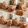 thumbnail image 6 of Toject Giant Bean Bag Chair, Faux Leather Memory Foam Floor Sofa for Adults, Ergonomic Back Support, No Assembly Needed, Lightweight Lounger for Living Room Bedroom Dorm Office, Black, 6 of 6