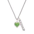 thumbnail image 1 of Delight Jewelry Silvertone Lime Green Giraffe Print Heart Silvertone Be Strong and Courageous Bar Charm Necklace, 23", 1 of 4