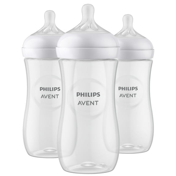 Philips Avent Natural Baby Bottle With Natural Response Nipple, Clear, 3x11oz Bottles, SCY906/03