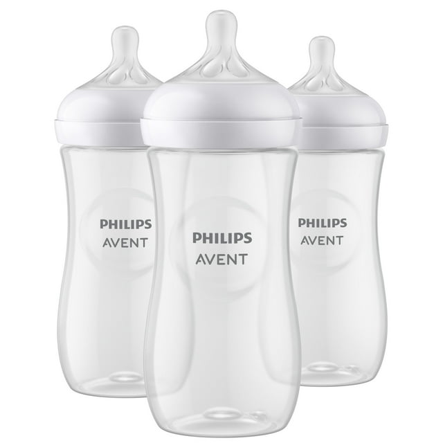Philips Avent Natural Baby Bottle With Natural Response Nipple, Clear, 3x11oz Bottles, SCY906/03