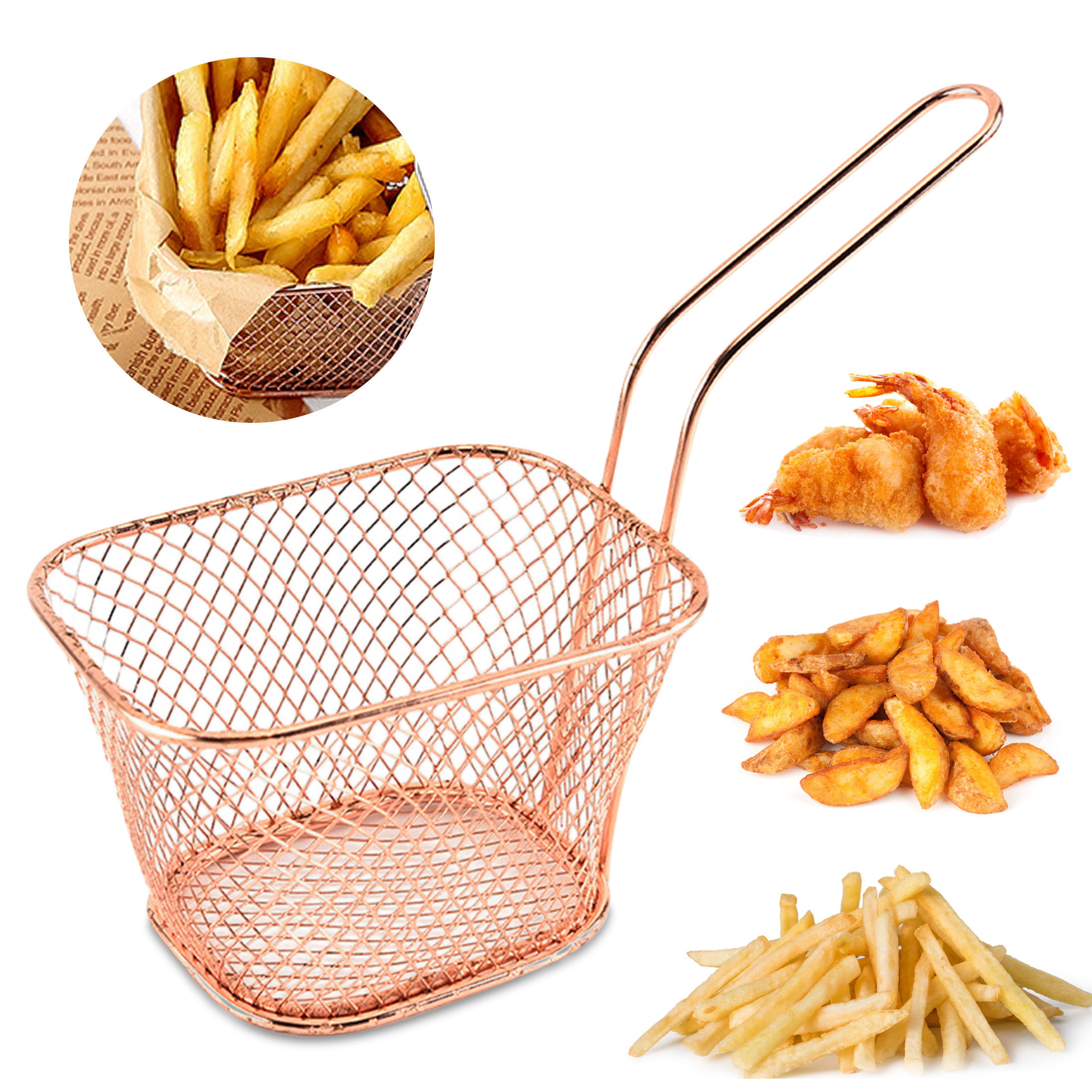 LEERUI Stainless Steel Chips Deep Fry Baskets Food Presentation