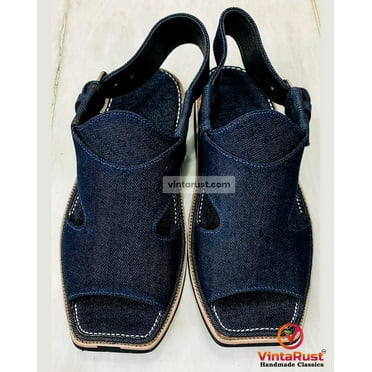 Mens Navy Blue Handmade Casual Footwear, Comfortable Gents Shoes, Men Footwear, Traditional Chappal