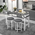 thumbnail image 4 of Gymax 3-Piece Home Bar Set Counter Height Bar Table w/ 2 Upholstered Bar Stools White & Grey, 4 of 10