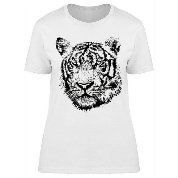 Tiger Head Drawing Art T-Shirt Women -Image by Shutterstock, Female XX-Large