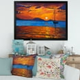 thumbnail image 3 of Boat At The Lake During Evening Glow IX 40 in x 30 in Framed Painting Canvas Art Print, by Designart, 3 of 4