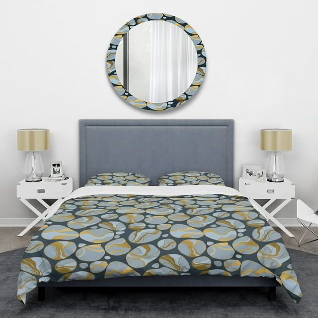Designart 'Golden Marble Design IV' Mid-Century Duvet Cover Set