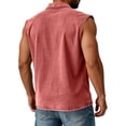 thumbnail image 4 of Inglocry Big and Tank Tops for Men Vintage Denim Henley Shirts Casual Button Up Acid Wash T-shirt Sleeveless Boxy Tee Shirts Light pink XL, 4 of 5