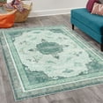 thumbnail image 2 of Vintage Decorative Rug, Minimal Flowers and Ethnic Damask Eastern Culture Weathered Effect Design, Quality Carpet for Bedroom Dorm and Living Room, 6 Sizes, Almond Green Teal, by Ambesonne, 2 of 4