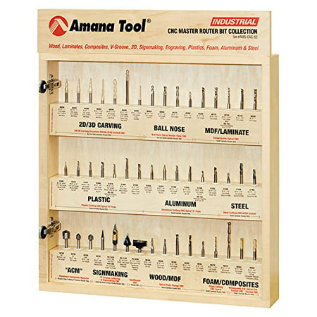 Amana Tool AMS-CNC-52 CNC Master Router Bit Collection Includes 52 1/4 inch shank SKU's and Plywood Veener
