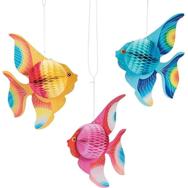 Hanging Tissue Fish Decorations Party Decor, Tropical Fish Party Hanging  Decor, Decoration Under The Sea Adventures for Home, School or Office