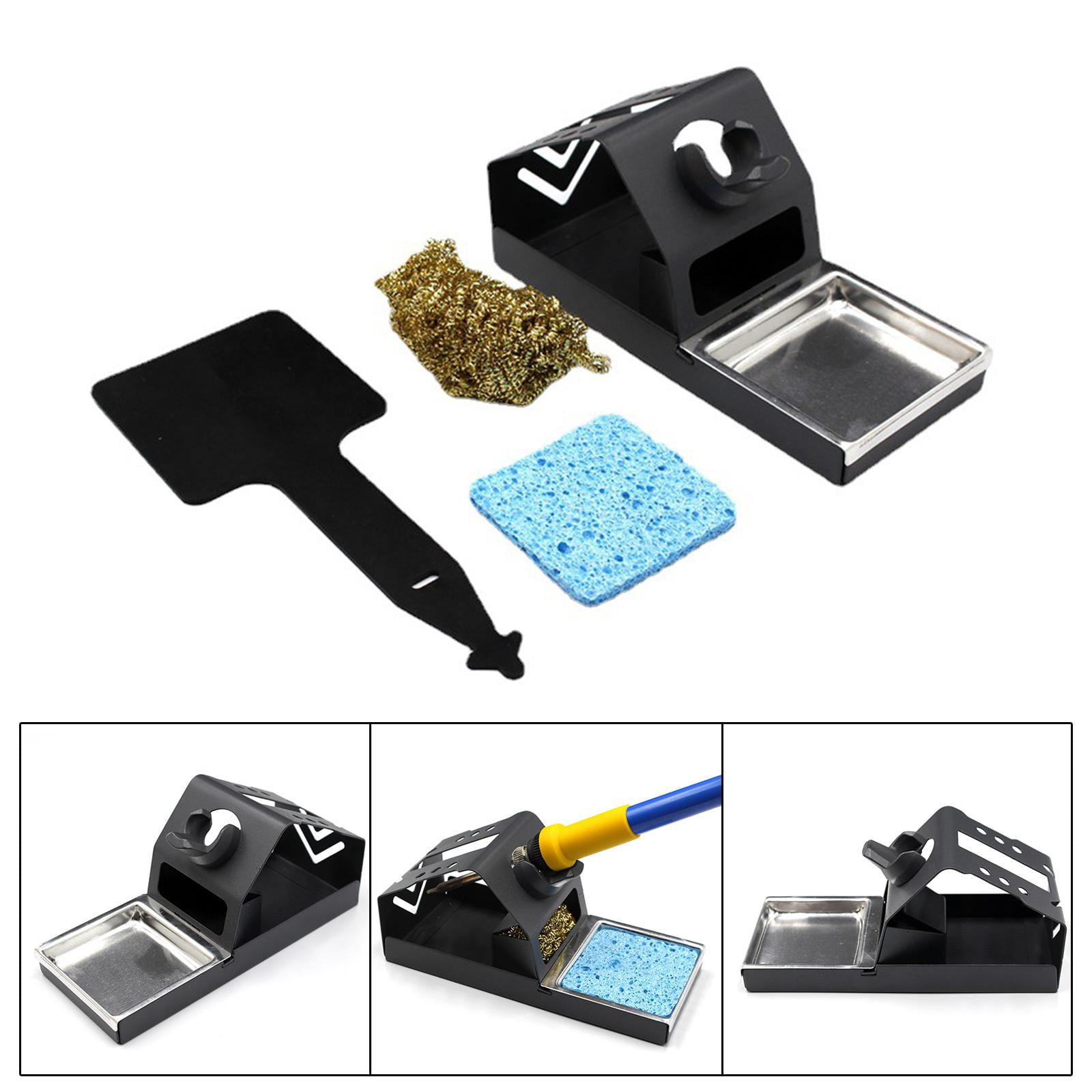 Miulika Soldering Iron Holder Multifunctional Soldering Station Iron Holder Metal Heat Resistant Soldering Iron Stand with Tip Cleaning Sponge Heavy Duty Sold