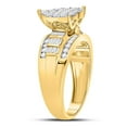thumbnail image 3 of 10kt Yellow Gold Womens Round Diamond Heart Cluster Bridal Wedding Engagement Ring 1.00 Cttw, 3 of 4