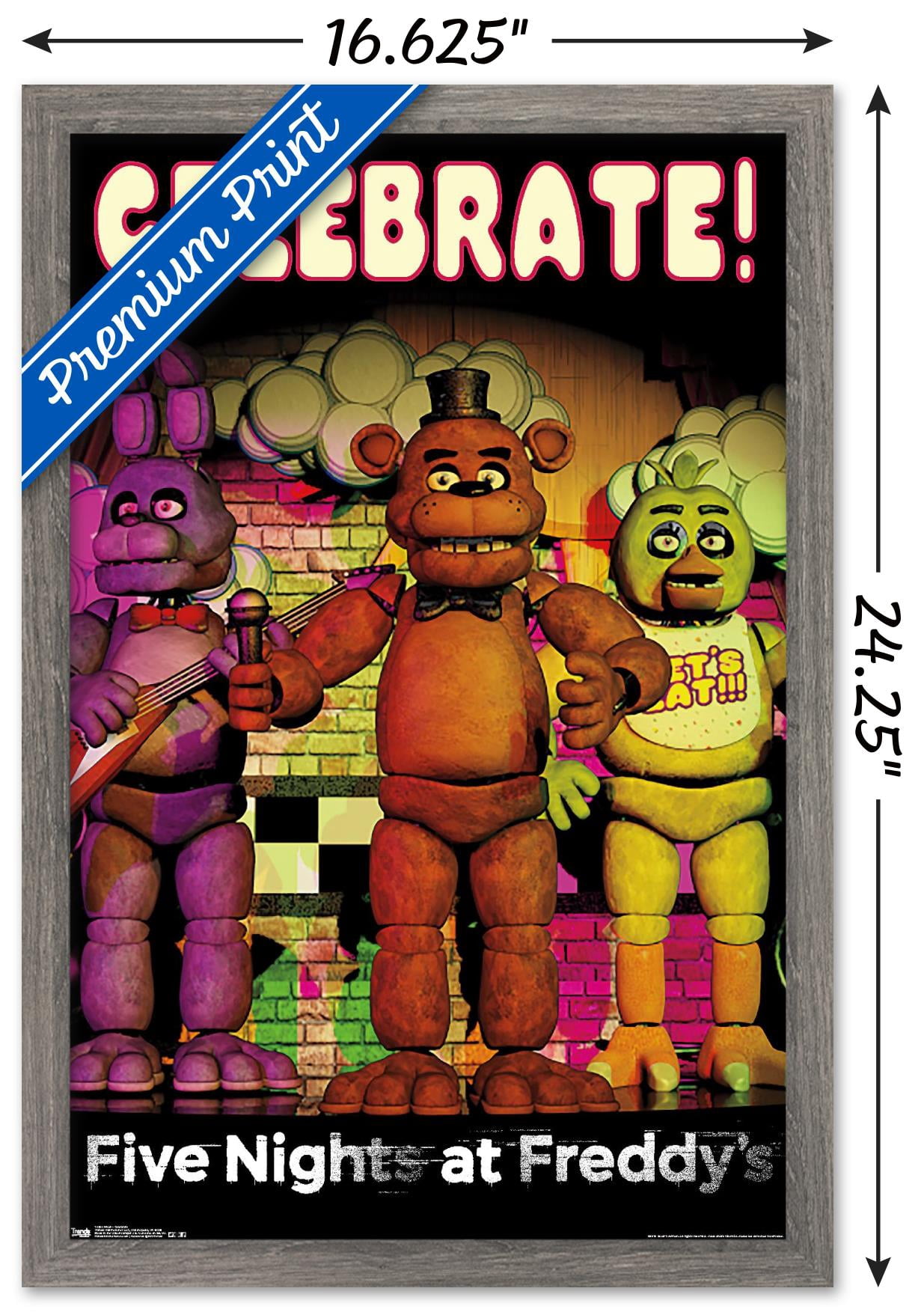 Five Nights at Freddy's - Celebrate Wall Poster, 14.725" x 22.375", Framed