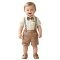 thumbnail image 2 of Auroural Boys Clothes 6-9 Months Infant and Toddler Short Sleeve Bodysuit Crawling Suit Top and Rompers Pants Set, 2 of 8