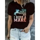 thumbnail image 1 of Playera Deportiva Manga Corta Mujer Dry-Fit1pc Women'S Casual Polyester T-Shirt with Horse Silhouette Graphic, Round Neck, Short Sleeve, Comfortable Summer Top, Fashionable Gradient Lettering, All S, 1 of 7