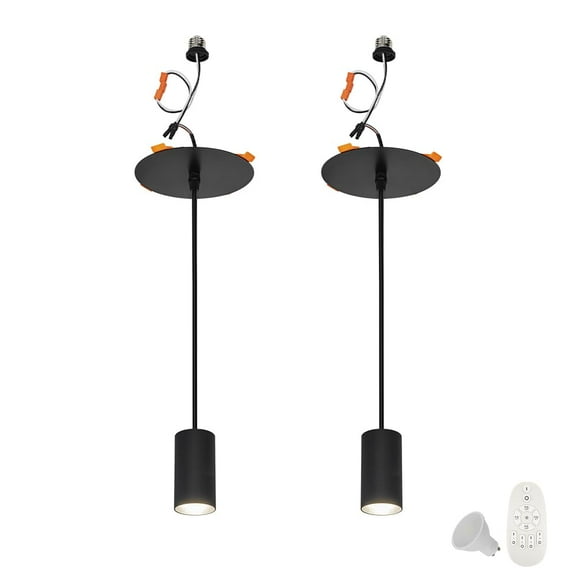 KAYYELAMP GU10 Dimmable Spot Light Black Metal Recessed Light Conversion Kit for E26 Recessed Mount Cans Pendant Vintage Simple Design Upgrade for Kitchen Home Office 2-Lights