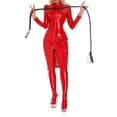 thumbnail image 4 of CENL Women Sexy Bodycon Dress Full Body Bodysuit PU Club Wear Artificial Leather Coat, 4 of 9