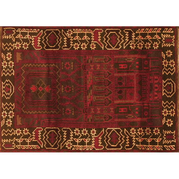 Ahgly Company Indoor Rectangle Persian Orange Traditional Area Rugs, 3' x 5'