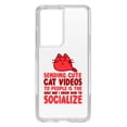 thumbnail image 1 of DistinctInk Clear Shockproof Hybrid Case for Galaxy S21 ULTRA 5G (6.8" Screen) - TPU Bumper Acrylic Back Tempered Glass Screen Protector - Sending Cute Cat Videos How I Socialize, 1 of 2