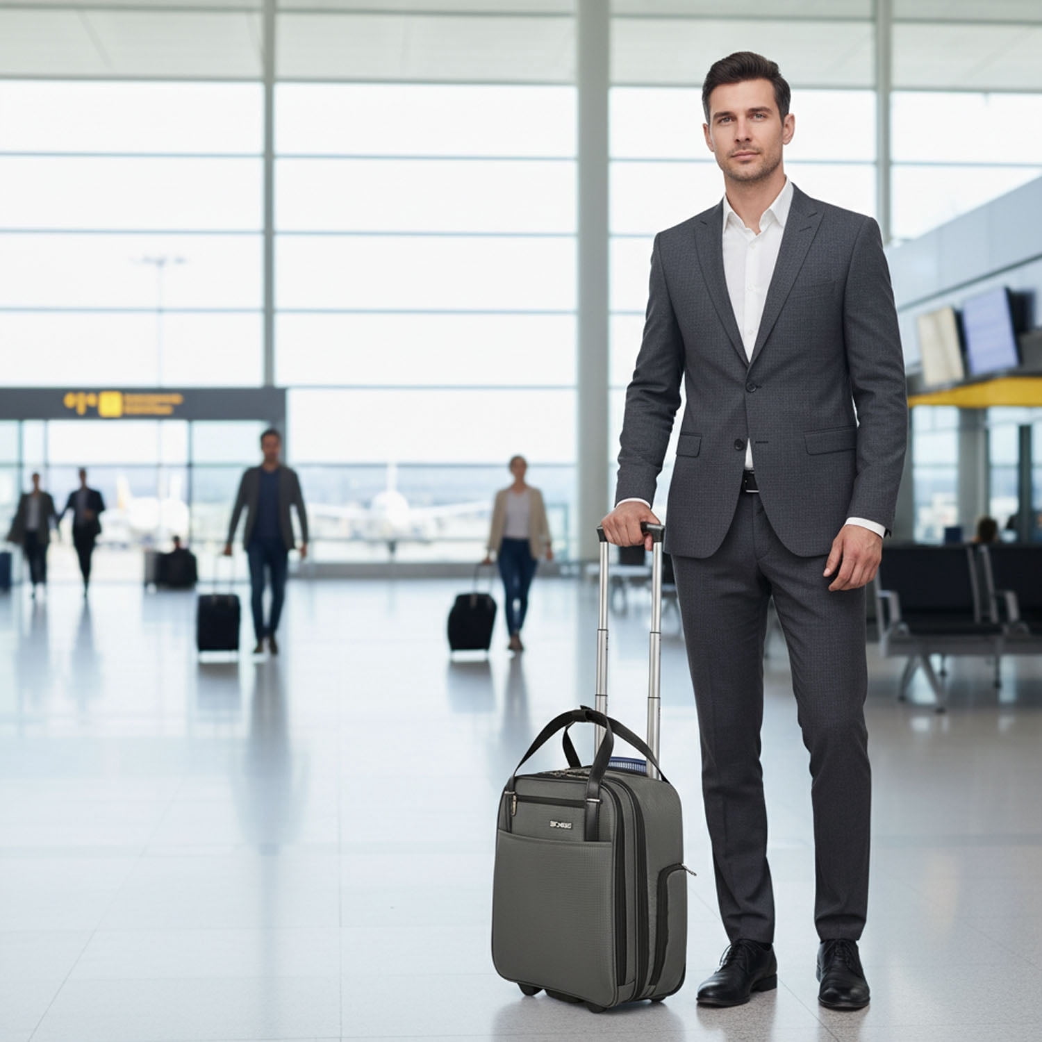 16" Underseat Carry on Luggage for Airplane, Softside Small Rolling Suitcase,Lightweight Personal Item Travel Bag, Grey - XJ5011